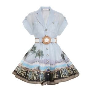 Zimmermann Light Blue and Brown Dress